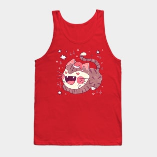 Retro Snowy Santa Hat Cat Tank Top